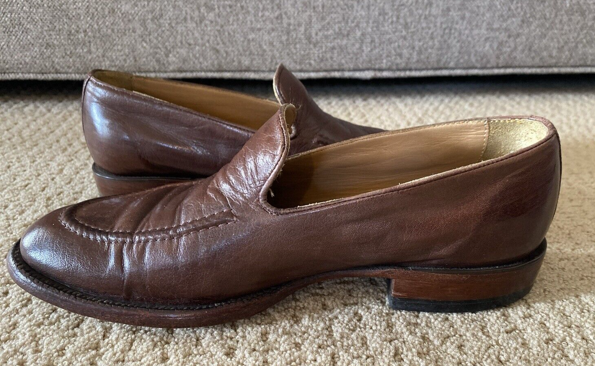 Lucchese Bootmaker Regis Brown Leather Loafer Sz 8 Shoes  display picture 1