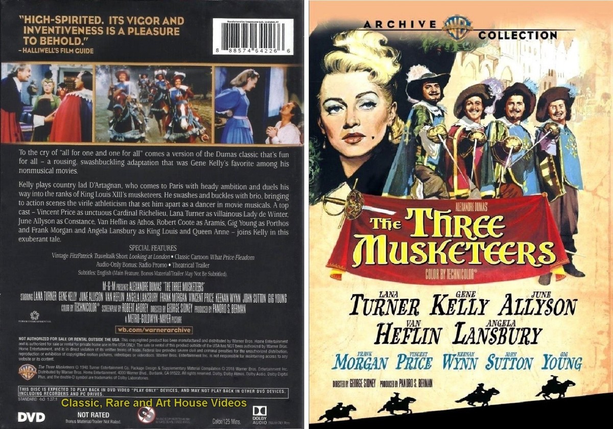 The Three Musketeers ~ DVD ~ Gene Kelly, Lana Turner (1948