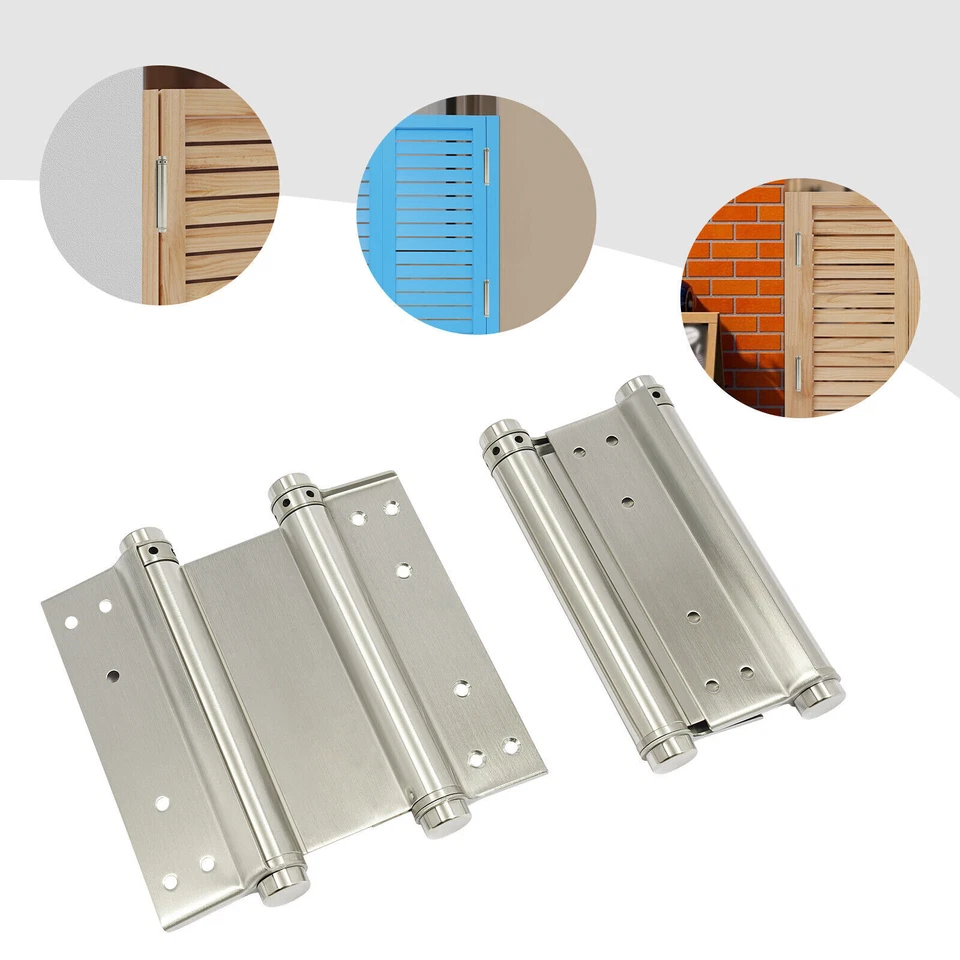 2 PCS Stainless Steel Cafe Saloon Door Self Closing Double Action Spring Hinges - Image 4 of 4