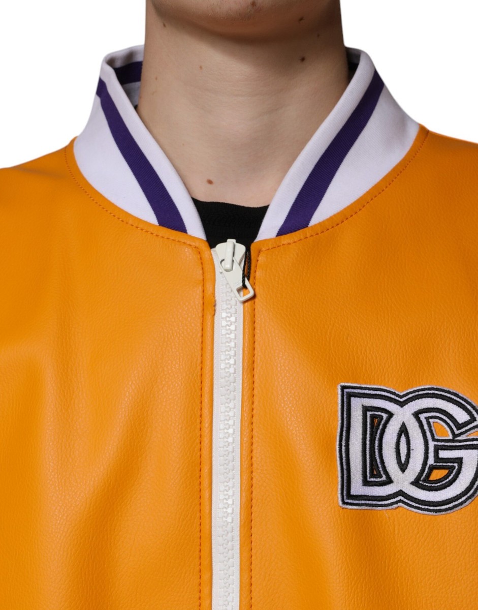 ジャケット Dolce & Gabbana F27DCT.FUBGE Jackets DOLCE & GABBANA Jacket Orange White Full Zip Jersey Bomber