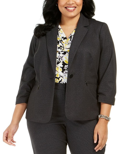 women's plus size black suit jacket