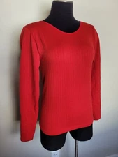 NEW Red Grid Print Thermal Long Sleeve Base Layer Felt Lined Stretchy  Medium