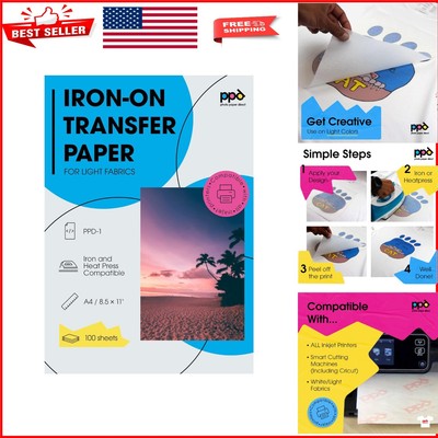 Durable 8.5 x 11 Heat Transfer Paper for Light Fabric - Easy DIY & Customization