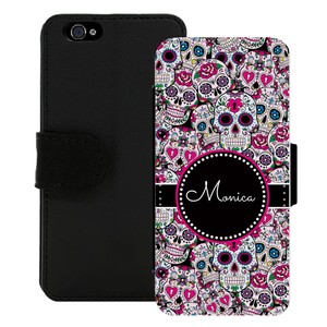 PERSONALIZED-WALLET-CASE-FOR-iPHONE-X-8-7-6-5-5C-SE-PLUS-SUGAR-SKULLS