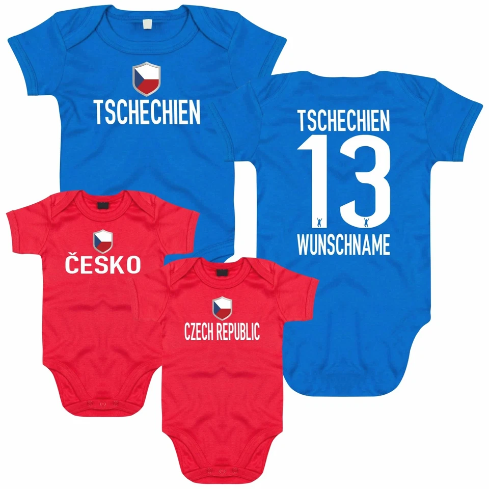 Baby Body TSCHECHIEN Druck Nummer Name Trikot Jersey EM WM FanShirts4u