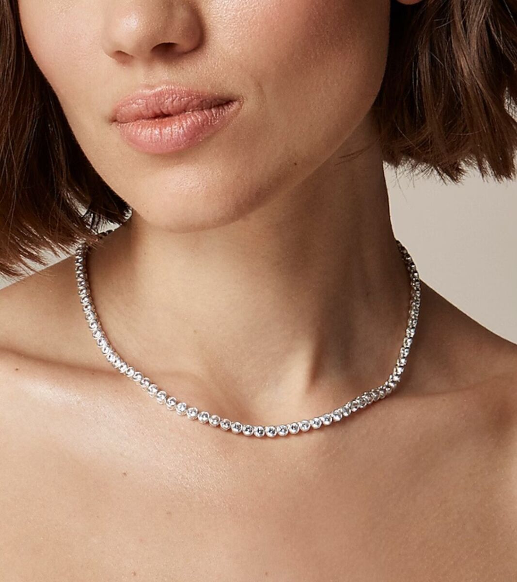 J Crew Round cubic zirconia bezel set tennis necklace Silver J Crew Round cubic zirconia bezel set tennis necklace Silver