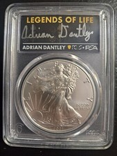 2021 SILVER EAGLE TYPE-1 PCGS MS70 LAST DAY OF PRODUCTION ADRIAN DANTLEY SIGNED 