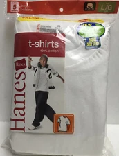 Hanes BOY'S Tagless White T-Shirts Size L 14-16 Pack of 5 NIP