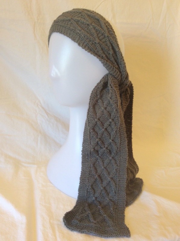 Ob.D. Handmade, Hand Knit, Charcoal Grey Lattice Versatile Light Duty Scarf