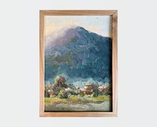 Dipinto olio villaggio dei Carpazi pittore ucraino Tela paesaggio originale