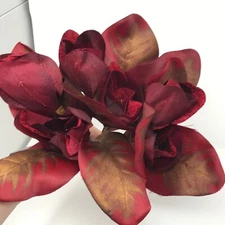 Red Christmas Tree Holiday Magnolia Leaf Floral Picks Set of Three Pieces 