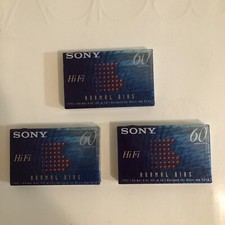 SONY HiFi 60 Minute Blank Normal Bias Cassette Tapes Sealed NIP Lot Of 3