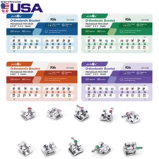 Dental Orthodontic Brackets Braces Monoblock Mini Roth/MBT 018/022 Hooks 345 USA