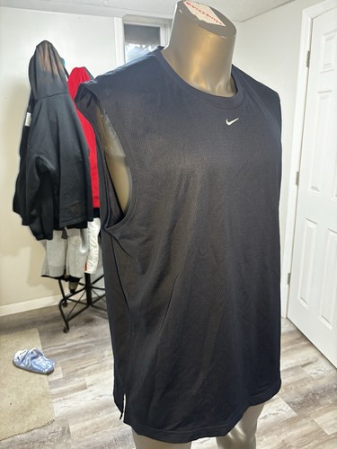 Nike 2XL MEN Vintage Navy Center Swoosh Mesh Tank Sleeveless Basketball Shirt - Picture 7 of 11