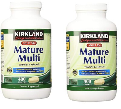 Kirkland Signature Adult 50+ Multi Vitamins & Minerals, 400 Tablets (2 Pack)