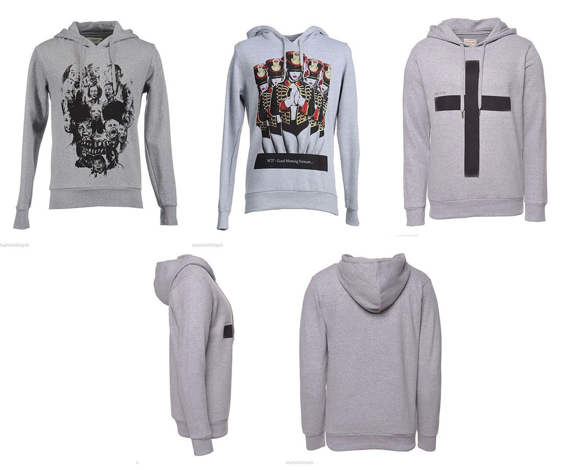 Sudadera con capucha gris Eleven Paris con gráficos para hombre