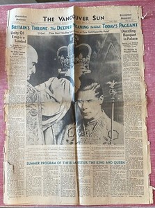 THE VANCOUVER SUN NEWSPAPER MAY 12, 1937 KING GEORGE VI CORONATION