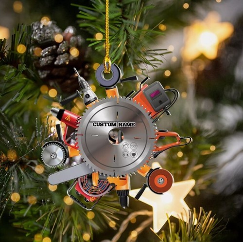 Personalized Saw Chainsaw Ornament, Fixer Ornament, Carpenter Handyman Ornament
