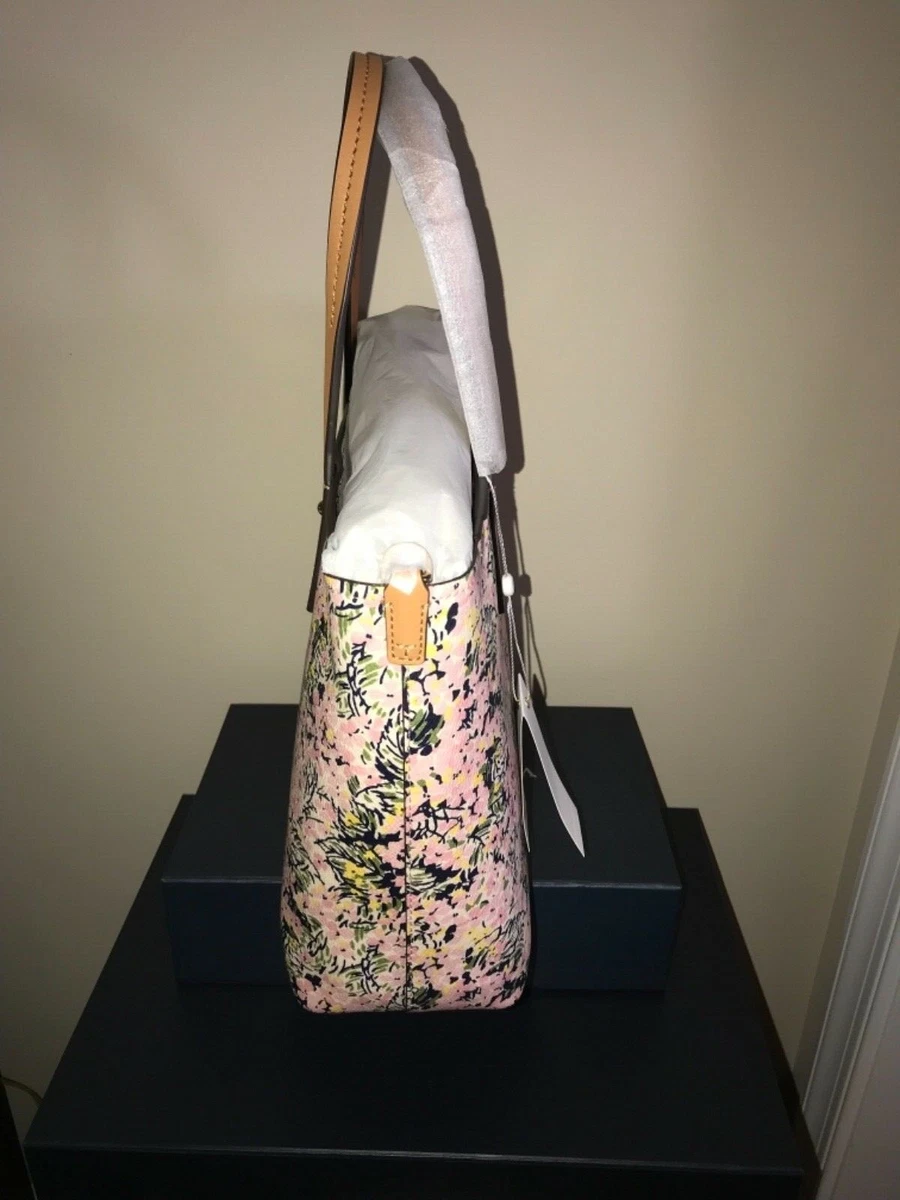 Tory Burch Kerrington Small Zip Tote Crossbody Pink Flower Field