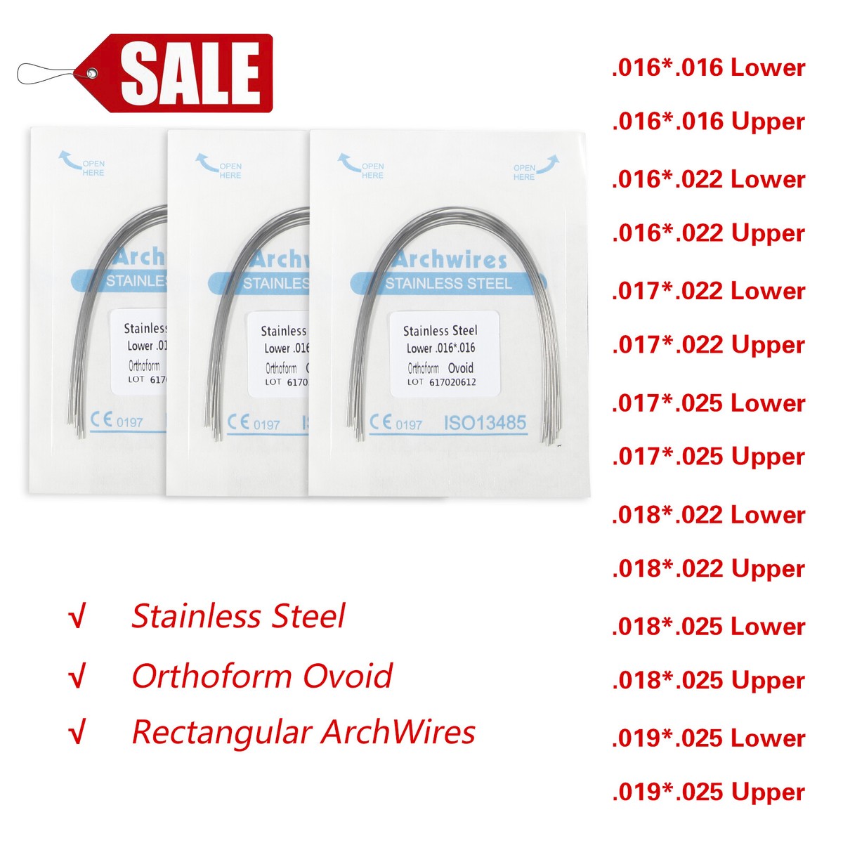 12-20 U/L Ortodoncia Acero Inoxidable Arco Redondo Alambre 10 Tipos | M&eacute;xico