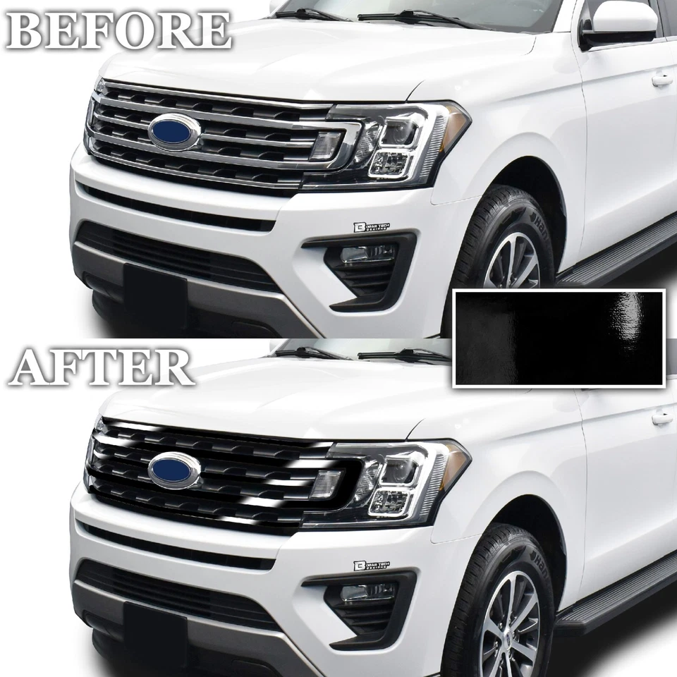 Se adapta a Ford Expedition MAX 18-21 parrilla delantera cromada eliminar calcomanía película apagón Foto 3 de 4