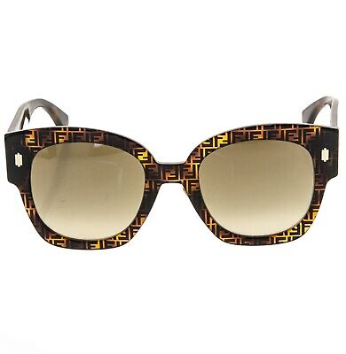 FENDI ROMA Logo Print 0458 Havana Brown Chunky Oversized FENDI ROMA Logo Print 0458 Havana Brown Chunky Oversized