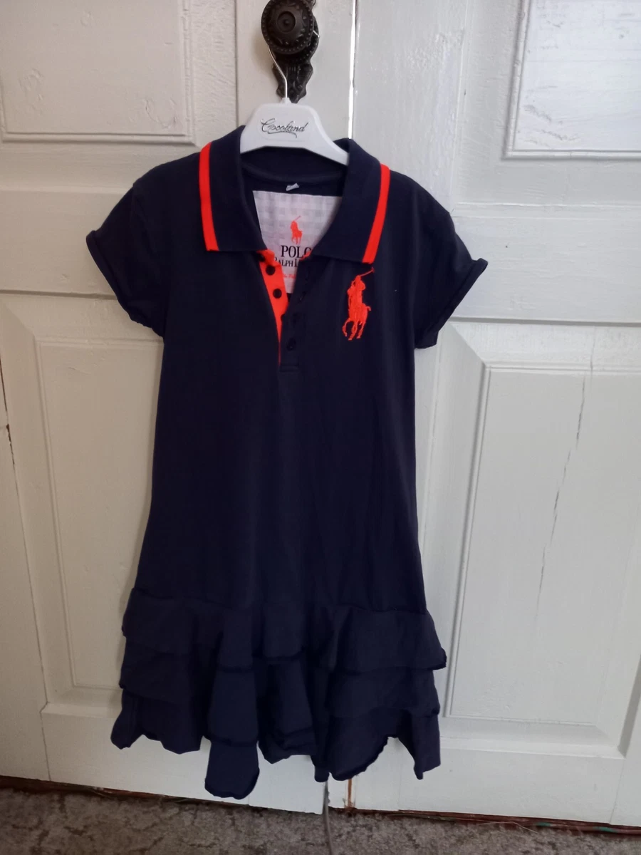 Polo Ralph Lauren Dress Collared Navy Blue Big Poni Girls 158-164 Made in  USA