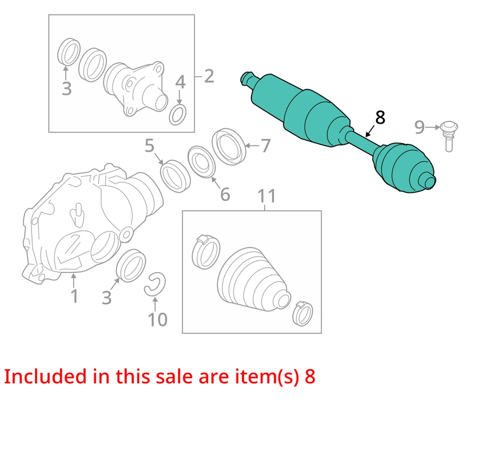Conjunto eje CV delantero derecho BMW X3M F97 2020 2021 2022 2023 2024 OEM Foto 3 de 4