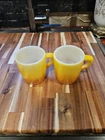 Set Of 2 Vintage Yellow Anchor Hocking Fire King Coffee Mug