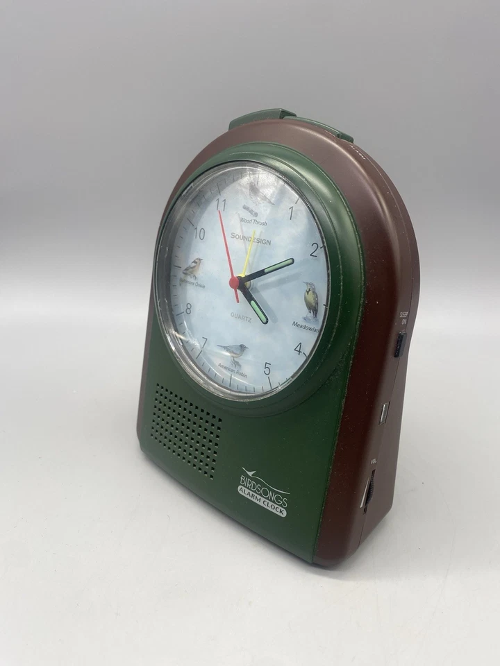 VINTAGE SOUNDESIGN BIRD SONGS Quartz ALARM CLOCK 4 CHIRPING BIRDS 3106Q TESTED - Image 2 of 4