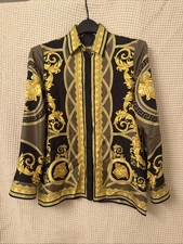 Versace Women’s Formal Shirt Baroque Print Silk La Coupe Des Dieux Sz 36 NWT