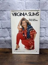 Vintage Virginia Slims Cigarettes Come a Long Way Baby Metal Sign Advertising