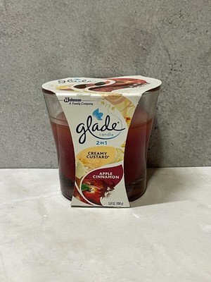 Lot of (3) Glade 2 in 1 Creamy Custard & Apple Cinnamon Candles RARE!!!