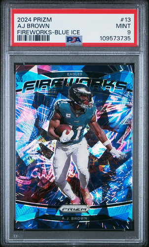 A.J. Brown [Blue Ice] #13 2024 Panini Prizm Fireworks card