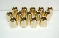 SET OF 14 POLISHED BRASS 1" CANDLE FOLLOWERS, BURNERS, TOPPERS, FOLLOWER