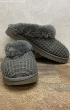 UGG Cozy Knit Charcoal Grey Wool Blend Slipper Mules Women's Size 8