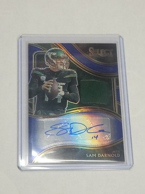 2020 Panini Select Signature Materials SAM DARNOLD WORN JERSEY AUTO BLUE /25