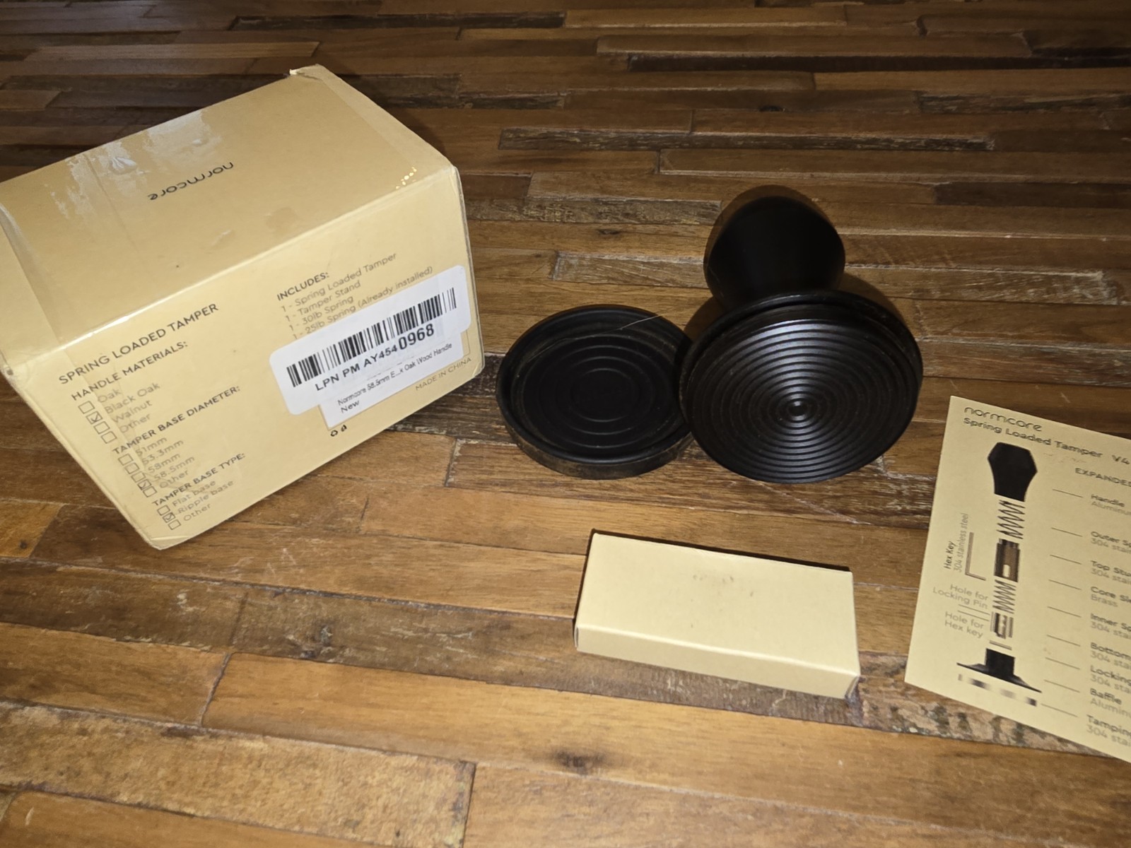 Normcore 58.5mm Espresso Coffee Tamper V4 Spring Loaded Tamper Titanium (Cracked