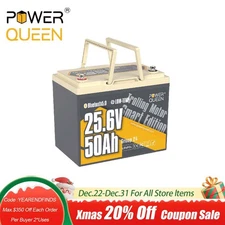 Power Queen 24V 50Ah Smart Bluetooth Trolling Motor Lithium Battery Group24 Size
