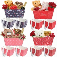 48 Pcs Valentine  s Day Baskets for Gifts Empty Bulk Waterproof Love Heart Kraft