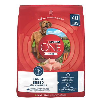 Purina ONE +Plus Large Breed Adult Dog Dry Food - Chicken, Natural, 40 lb. Bag