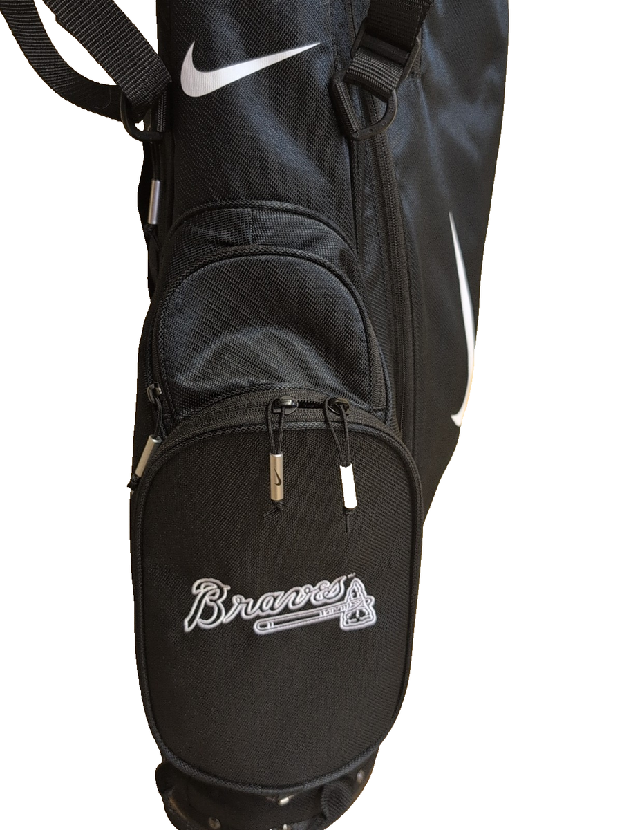 Atlanta Braves Nike Golf Stand Bag Black with Equa Flex Strap