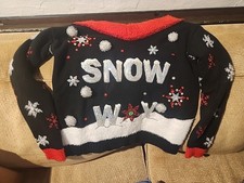 Snow Way Christmas Sweater S 4-6 Holiday Time Sequins Puffs Snow Way Christmas Sweater S 4-6 Holiday Time Sequins Puffs