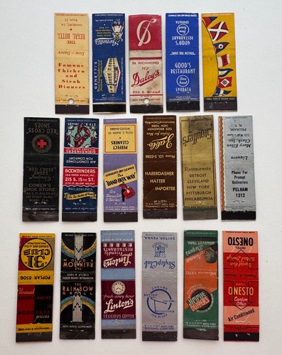 17 Vintage Midget Matchbook Covers