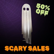 LED Light Up Ghost Spooky Outdoor Halloween Decoration w/Timer Adjustable Height
