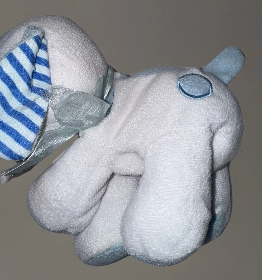 Синий белый гибкий щенок собаки плюшевая детская игрушка в полоску уши 8 дюймов трудно найти редкая без ярлыка - Изображение 3 из 4