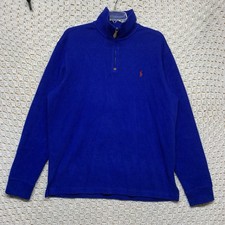 Vtg Polo Ralph Lauren Pullover Sweater Mens Sz L Royal Blue Red Pony Quarter Zip