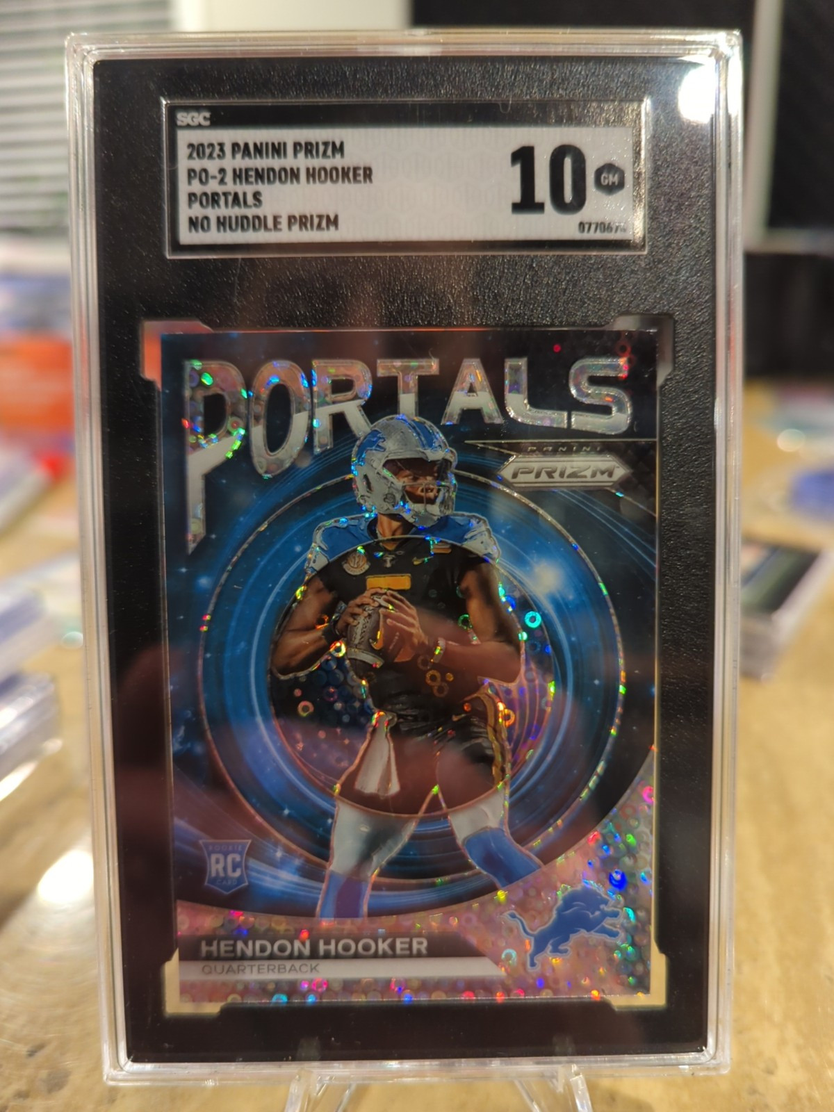 2023 Prizm Hendon Hooker Portals No Huddle Prizm SGC 10 Gem Mint Rookie RC Lions