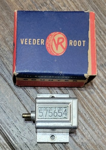 Vtg Veeder Mechanical Counter Mechanism Metal 6 Digit Working In Original Box