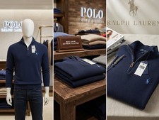 Polo Ralph Lauren men's Mesh-Knit Cotton Quarter-Zip Sweater